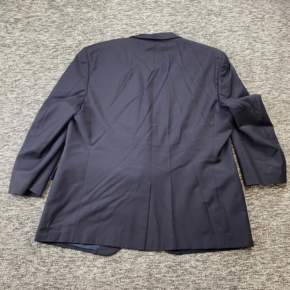 Jos A Bank Mens 46 Short Navy Wool Blazer Gold Buttons Two Button Sport Coat